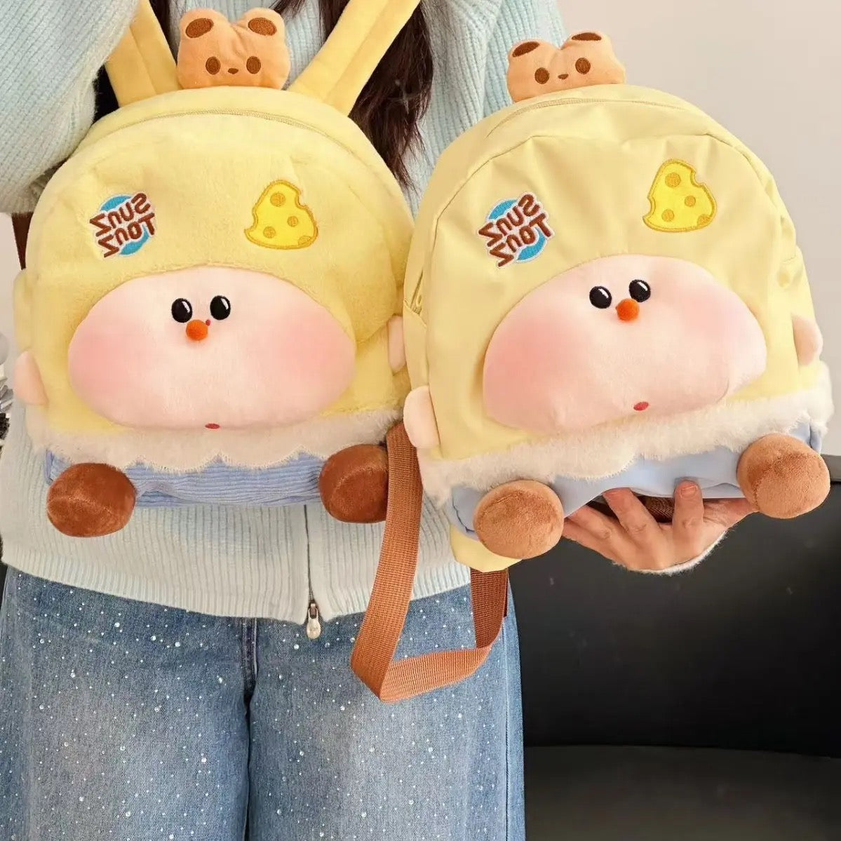 Kawaii Plush Cartoon Doll Backpack – Cute Student & Commuter Bag