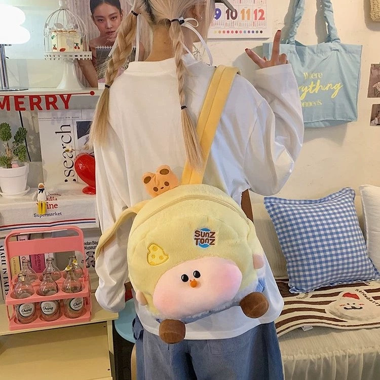 Kawaii Plush Cartoon Doll Backpack – Cute Student & Commuter Bag