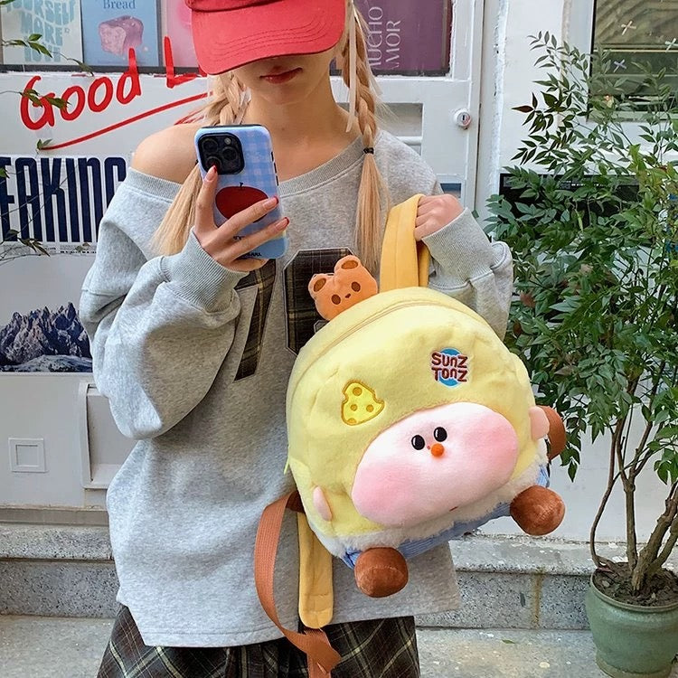 Kawaii Plush Cartoon Doll Backpack – Cute Student & Commuter Bag